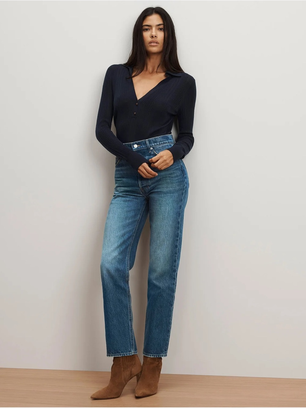 Veronica Beard Daniela High Rise Straight Leg Jean